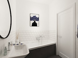 Projekt salonu z kuchnią i dwóch łazienek. Powierzchnia 52,1 m2. - Średnia bez okna łazienka, styl industrialny - zdjęcie od 4ma projekt