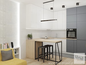 Mieszkanie 38m2 na Targówku. - Średni biały salon z kuchnią z jadalnią, styl nowoczesny - zdjęcie od 4ma projekt