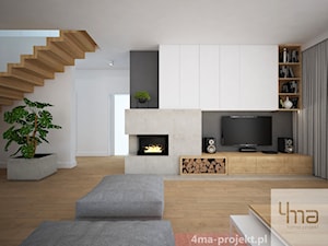 Dom w Łodzi - Średni biały szary salon, styl nowoczesny - zdjęcie od 4ma projekt