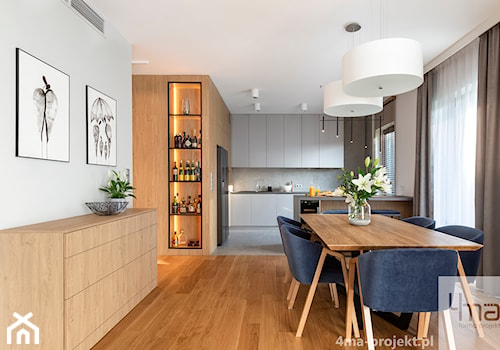 Mieszkanie o pow. 129 m2 - Mokotów - Średnia biała jadalnia jako osobne pomieszczenie, styl nowocze ... - zdjęcie od 4ma projekt
