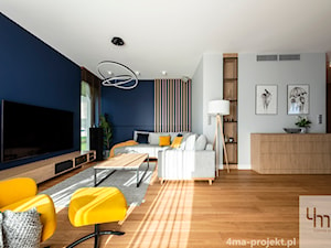 Mieszkanie o pow. 129 m2 - Mokotów - Średni biały niebieski szary salon, styl nowoczesny - zdjęcie od 4ma projekt