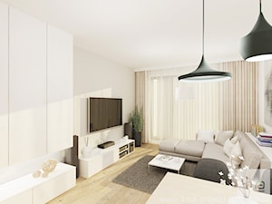 Projekt mieszkania 53 m2 na Żoliborzu - Średni beżowy salon, styl nowoczesny - zdjęcie od 4ma projekt