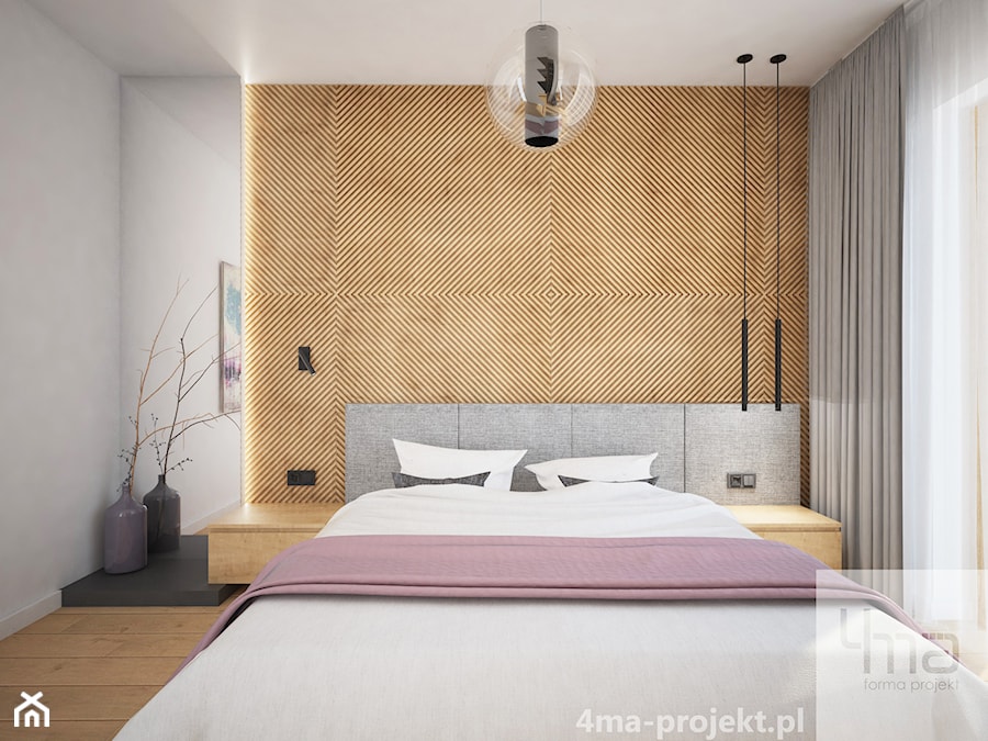 Dom w Łodzi - Średnia biała sypialnia, styl nowoczesny - zdjęcie od 4ma projekt