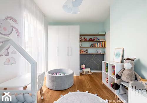 Mieszkanie o pow. 129 m2 - Mokotów - Średni biały miętowy pokój dziecka dla dziecka dla chłopca dla dziewczynki, styl skandynawski - zdjęcie od 4ma projekt