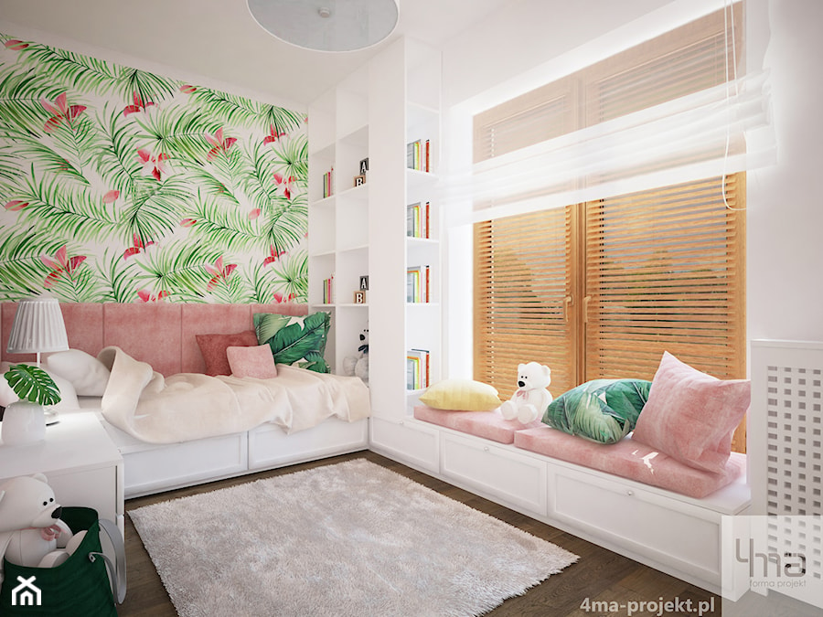 Mieszkanie 128 m2 - Gocławek - Średni biały zielony pokój dziecka dla nastolatka dla dziewczynki, styl nowoczesny - zdjęcie od 4ma projekt