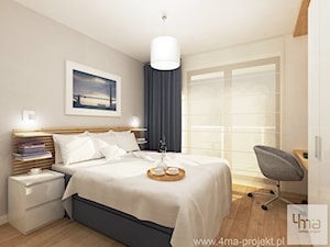 Projekt mieszkania w Wilanowie, pow. 52 m2 - Średnia szara z biurkiem sypialnia, styl nowoczesny - zdjęcie od 4ma projekt