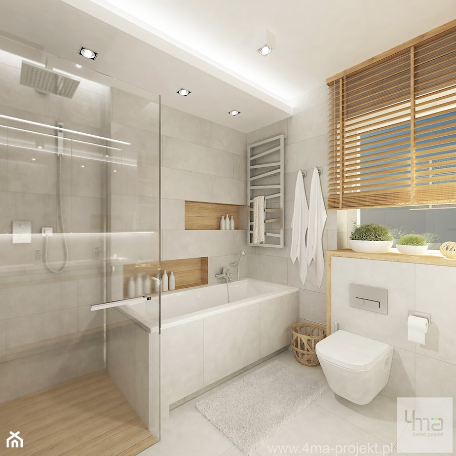 Średnia na poddaszu łazienka z oknem, styl nowoczesny - zdjęcie od 4ma projekt