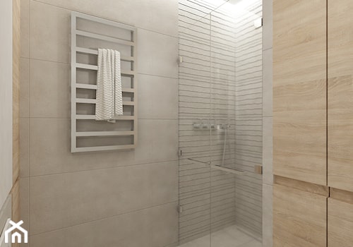 Projekt mieszkania w Pruszkowie - pow. 52,5 m2. - Mała bez okna łazienka, styl nowoczesny - zdjęcie od 4ma projekt