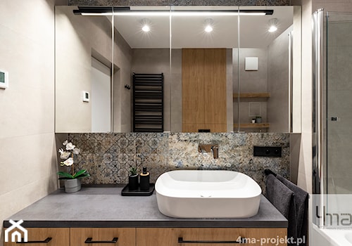 Mieszkanie o pow. 129 m2 - Mokotów - Średnia z lustrem z punktowym oświetleniem łazienka, styl nowoczesny - zdjęcie od 4ma projekt