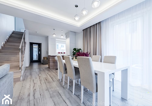 Dom w Łomiankach 135 m2. - Duża biała jadalnia jako osobne pomieszczenie, styl nowoczesny - zdjęcie od 4ma projekt