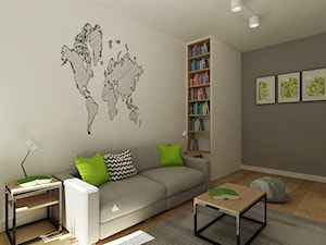Średni biały szary pokój dziecka dla nastolatka dla chłopca dla dziewczynki, styl nowoczesny - zdjęcie od 4ma projekt