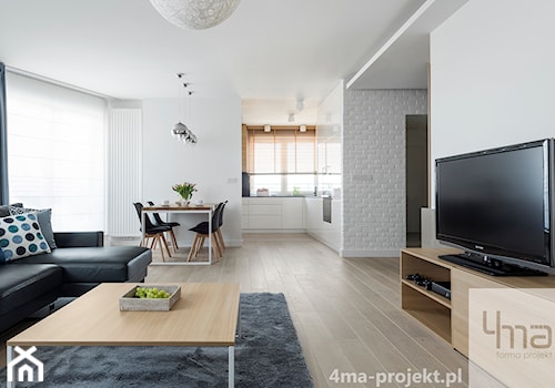Mieszkanie 117m2 na Kabatach - Średni biały salon z kuchnią z jadalnią, styl nowoczesny - zdjęcie od 4ma projekt