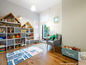 Mieszkanie 60 m2 na Bielanach - Średni biały szary pokój dziecka dla dziecka dla chłopca dla dziewczynki, styl skandynawski - zdjęcie od 4ma projekt