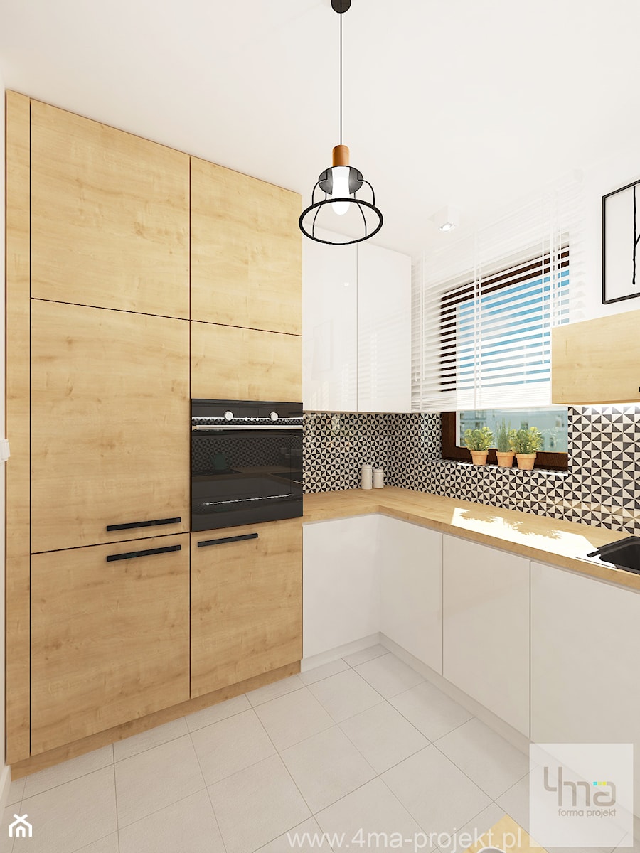Projekt mieszkania w Wilanowie, pow. 52 m2 - Kuchnia, styl skandynawski - zdjęcie od 4ma projekt