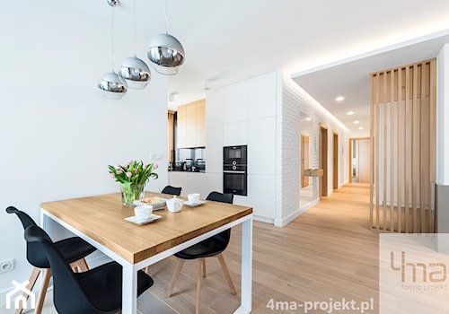 Mieszkanie 117m2 na Kabatach - Średnia biała jadalnia w kuchni, styl nowoczesny - zdjęcie od 4ma projekt