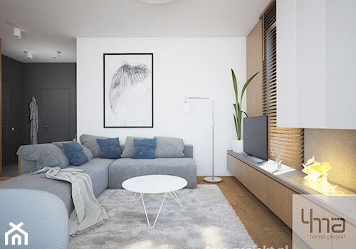 Mieszkanie 68 m2 - Średni beżowy biały salon, styl nowoczesny - zdjęcie od 4ma projekt