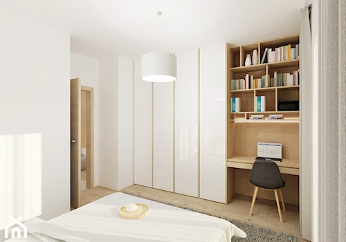 Projekt mieszkania 53 m2 na Żoliborzu - Średnia biała z biurkiem sypialnia, styl nowoczesny - zdjęcie od 4ma projekt