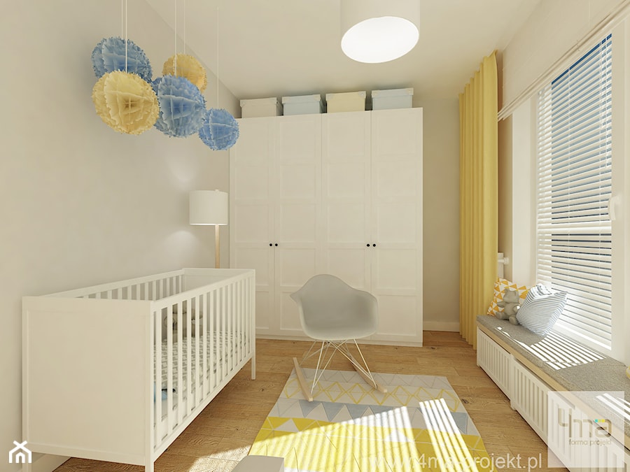 Projekt mieszkania 78 m2 na Woli. - Średni beżowy pokój dziecka dla niemowlaka dla chłopca dla dziewczynki, styl nowoczesny - zdjęcie od 4ma projekt