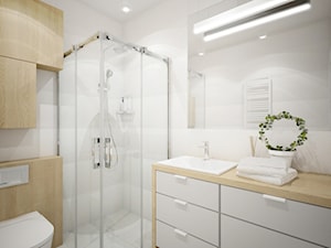 Mieszkanie 48,5 m2 - Średnia bez okna z lustrem z punktowym oświetleniem łazienka, styl nowoczesny - zdjęcie od 4ma projekt