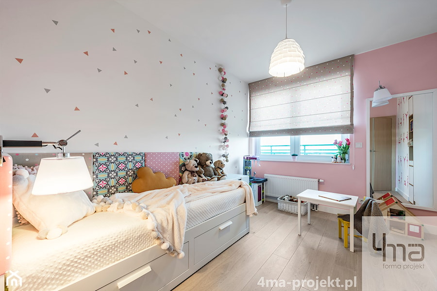 Mieszkanie 117m2 na Kabatach - Średni różowy szary pokój dziecka dla dziecka dla dziewczynki, styl nowoczesny - zdjęcie od 4ma projekt