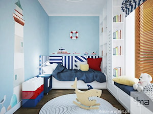 Mieszkanie 128 m2 - Gocławek - Mały niebieski pokój dziecka dla dziecka dla chłopca, styl nowoczesny - zdjęcie od 4ma projekt