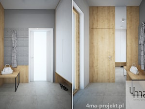 Dom w Łodzi - Średni z wieszakiem biały szary hol / przedpokój, styl nowoczesny - zdjęcie od 4ma projekt