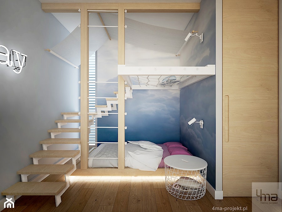 Dom 310 m2. - Mały szary pokój dziecka dla dziecka dla chłopca dla dziewczynki, styl nowoczesny - zdjęcie od 4ma projekt