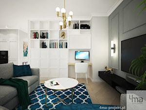 Klasycznie i ponadczasowo, 87m2 - Średni biały salon z bibiloteczką, styl tradycyjny - zdjęcie od 4ma projekt