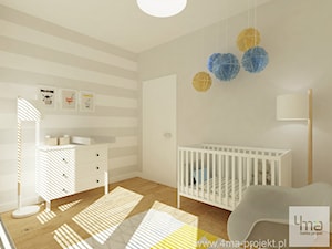 Projekt mieszkania 78 m2 na Woli. - Średni beżowy biały pokój dziecka dla niemowlaka dla chłopca dla dziewczynki, styl nowoczesny - zdjęcie od 4ma projekt