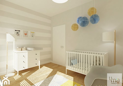 Projekt mieszkania 78 m2 na Woli. - Średni beżowy biały pokój dziecka dla niemowlaka dla chłopca dla dziewczynki, styl nowoczesny - zdjęcie od 4ma projekt