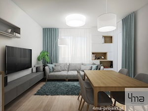 Mieszkanie 48,5 m2 - Średni biały szary salon z jadalnią, styl nowoczesny - zdjęcie od 4ma projekt