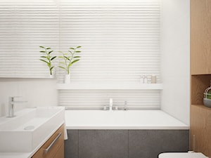 Mieszkanie 68 m2 - Średnia z lustrem z punktowym oświetleniem łazienka, styl nowoczesny - zdjęcie od 4ma projekt