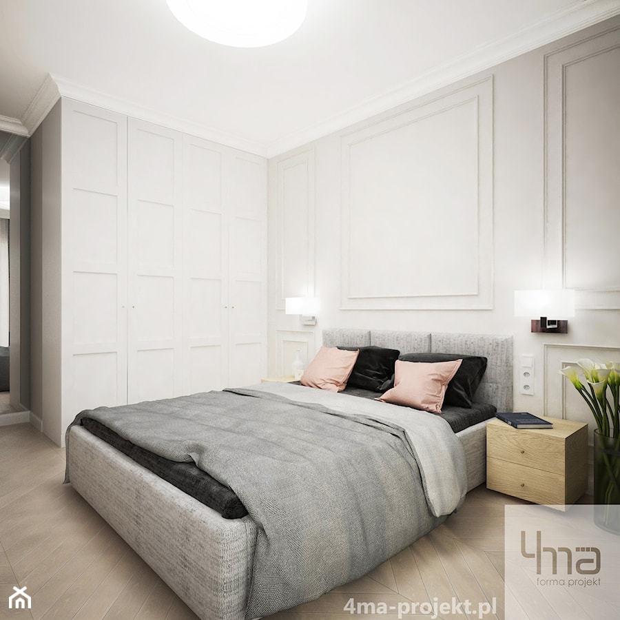 Klasycznie i ponadczasowo, 87m2 - Średnia szara sypialnia, styl tradycyjny - zdjęcie od 4ma projekt