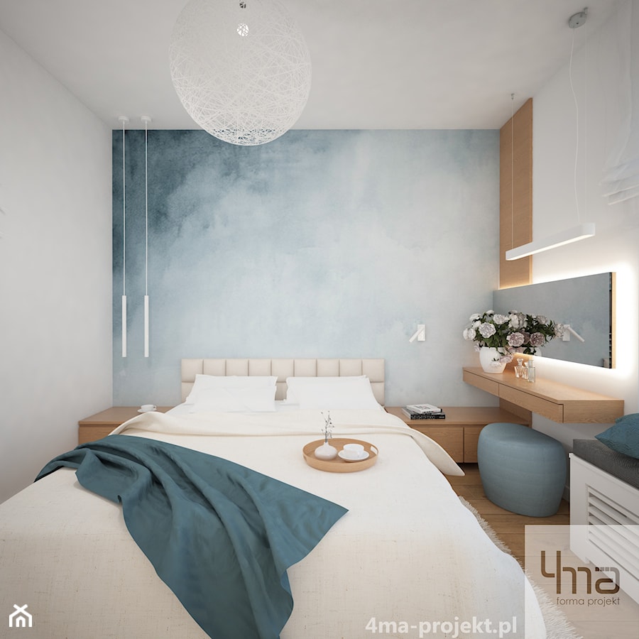 Mieszkanie 68 m2 - Mała szara sypialnia, styl nowoczesny - zdjęcie od 4ma projekt