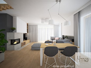 Dom w Łodzi - Średnia biała szara jadalnia w salonie, styl nowoczesny - zdjęcie od 4ma projekt