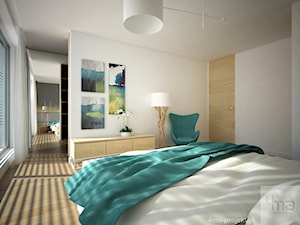 Dom 310 m2. - Średnia beżowa biała sypialnia, styl nowoczesny - zdjęcie od 4ma projekt