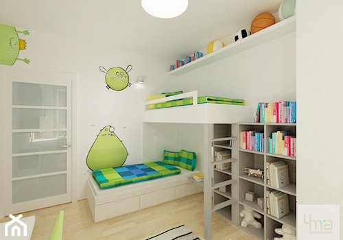 Pokoje dziecięce - Średni biały pokój dziecka dla dziecka dla rodzeństwa, styl nowoczesny - zdjęcie od 4ma projekt