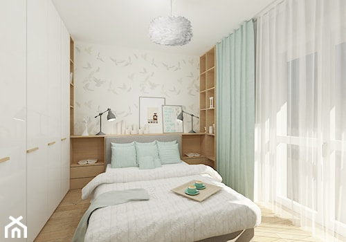 Mieszkanie 64 m2 z "loftowym" akcentem. - Średnia biała sypialnia, styl skandynawski - zdjęcie od 4ma projekt