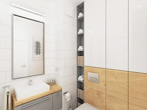 Projekt mieszkania w Wilanowie, pow. 52 m2 - Średnia z punktowym oświetleniem łazienka, styl skandynawski - zdjęcie od 4ma projekt