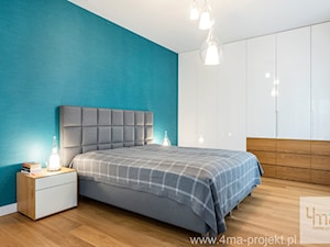 Projekt mieszkania 160 m2 na Mokotowie. - Duża niebieska sypialnia, styl nowoczesny - zdjęcie od 4ma projekt