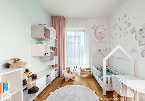 Mieszkanie o pow. 129 m2 - Mokotów - Średni biały miętowy pokój dziecka dla dziecka dla chłopca dla dziewczynki, styl skandynawski - zdjęcie od 4ma projekt