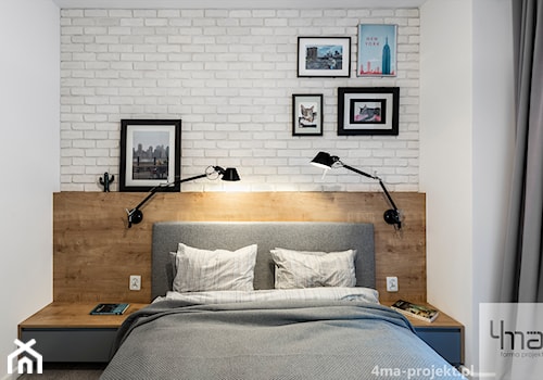 Mieszkanie 60 m2 na Bielanach - Mała biała sypialnia, styl skandynawski - zdjęcie od 4ma projekt