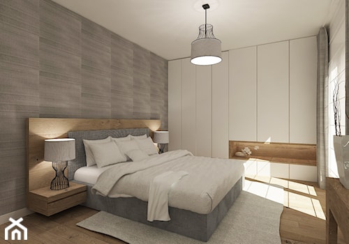 Duża biała szara sypialnia, styl nowoczesny - zdjęcie od 4ma projekt
