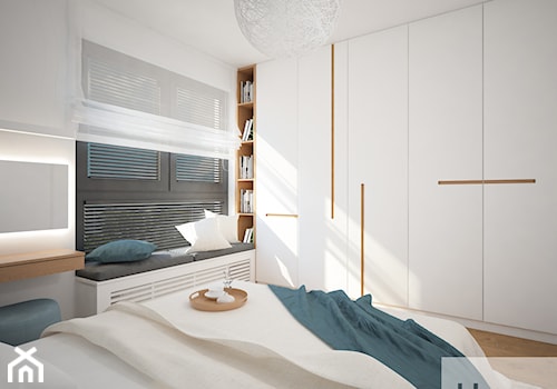 Mieszkanie 68 m2 - Mała biała sypialnia, styl nowoczesny - zdjęcie od 4ma projekt