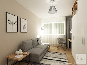 Projekt domu o pow. 125 m2 w Ożarowie Mazowieckim - Średnie z sofą z zabudowanym biurkiem beżowe białe biuro, styl nowoczesny - zdjęcie od 4ma projekt