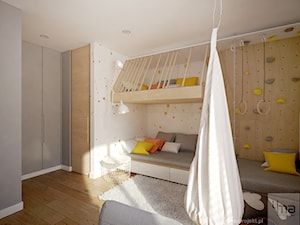Dom 310 m2. - Średni biały szary pokój dziecka dla dziecka dla nastolatka dla chłopca dla dziewczynki, styl nowoczesny - zdjęcie od 4ma projekt