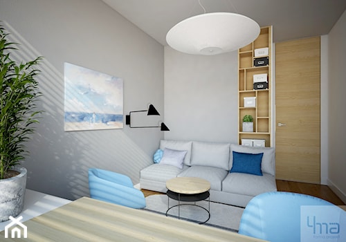 Dom 310 m2. - Średnie w osobnym pomieszczeniu z sofą szare biuro, styl nowoczesny - zdjęcie od 4ma projekt