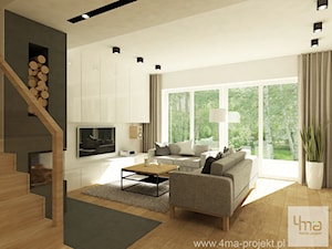 Projekt domu o pow. 125 m2 w Ożarowie Mazowieckim - Średni biały salon, styl nowoczesny - zdjęcie od 4ma projekt