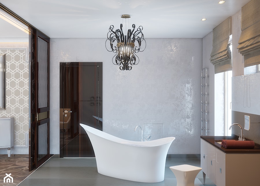 Średnia jako pokój kąpielowy łazienka z oknem, styl glamour - zdjęcie od Gerasim Trubchik