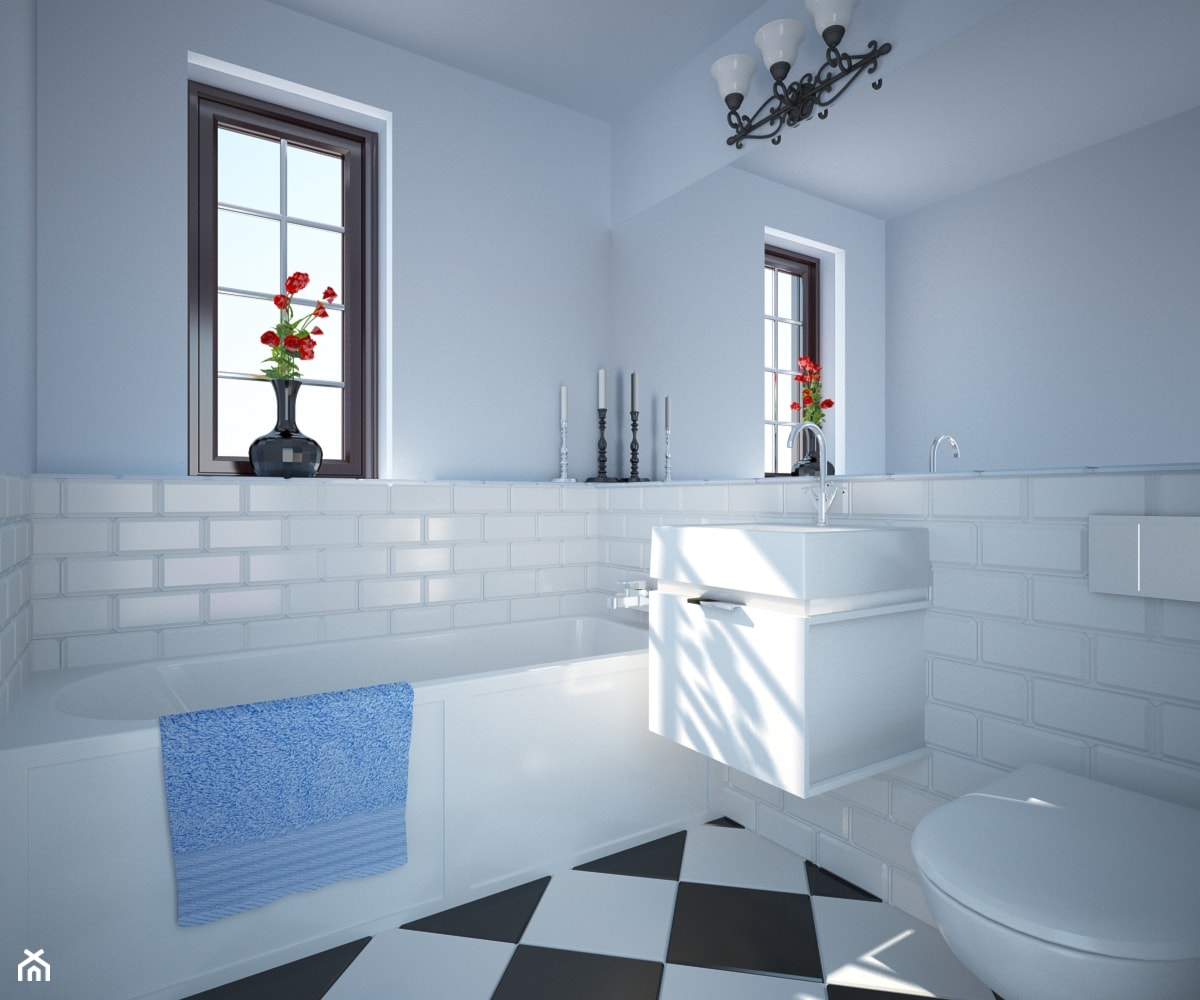 Niebiesko-biała łazienka - zdjęcie od Carolineart - Homebook
